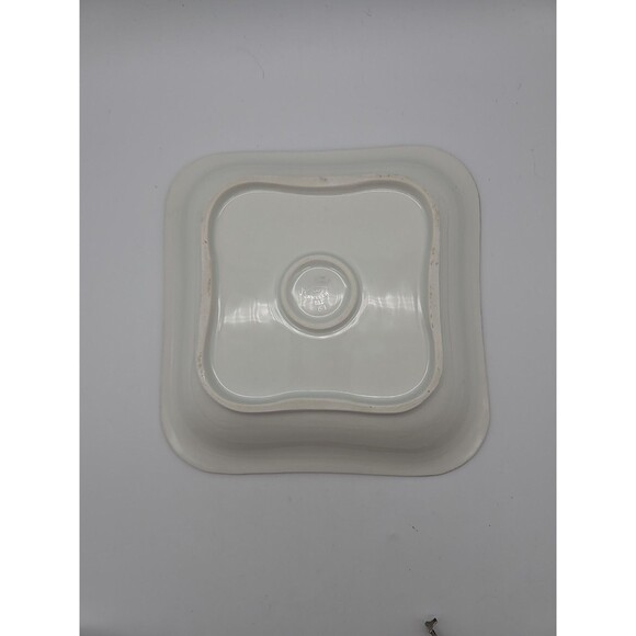 Rorstrand Sweden Large Square Porcelain Bowl #521 Gold Ribbon Pattern 8.5" - Picture 4 of 8